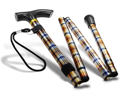 Opvouwbare Wandelstok - Mobiliteitshulp Steun - Dagelijkse Wandelingen - Lichtgewicht Aluminium - Verstelbaar 92cm - Tartan Design