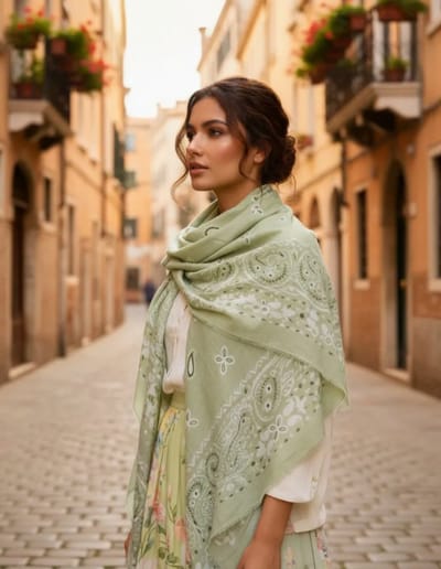 Mint groene paisley print sjaal | vierkant | Printed square scarf | 110*110CM | katoen