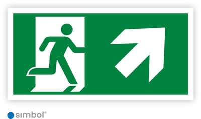 Simbol® - Sticker Nooduitgang Rechts Boven - Formaat 10 x 20 cm.