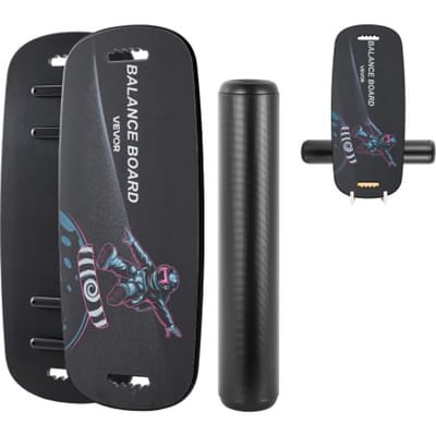 VEVOR Balance Board Houten Set voor Volwassenen (89 cm), Wiebelplank met een draagvermogen tot 200 kg, inclusief rol, magnetische stoppers en opbergbak, balanstrainer voor surf- en coretraining, fysiotherapie, zwart