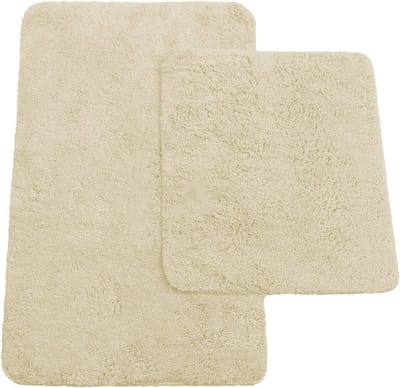 Set van 2 Badkamermatten - Beige Badmat en WC-Mat