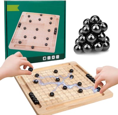 Magnetisch schaakspel - Houten spel - Familie spelletjes - Sterke magneten - 24 x 23 cm - Houtkleur