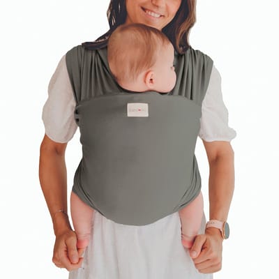 Babylonia Tricot-Slen Organic Ergonomische Draagdoek - Rekbare Baby Draagdoek voor Newborn t/m 15 kg - 100% Biologisch Katoen - Buikdragen - Moon Mist Grey - Donkergrijs