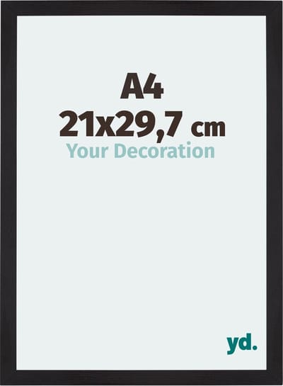 Your Decoration - Fotolijst A4 21x 29,7 cm - MDF - Zwart Houtnerf - Mura