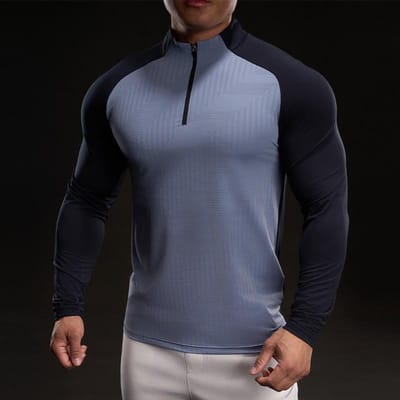 Nieuw Trainingspak T-shirt met Lange Mouwen Heren Slim Sportpak Casual en Modieus Effen Kleur XXXL gray
