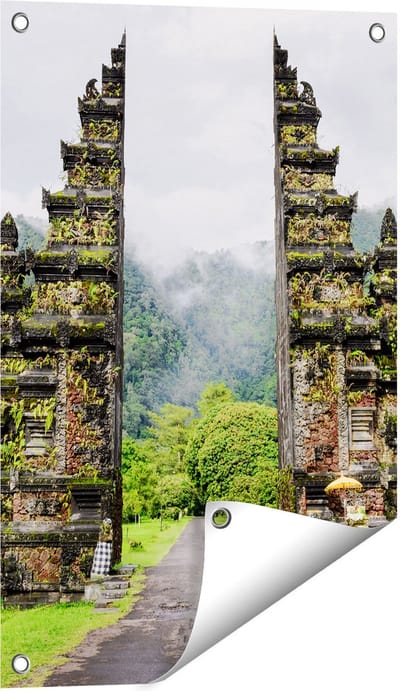 Gards Tuinposter Tempel Poort in Bali - 40x60 cm - Tuindoek - Tuindecoratie - Wanddecoratie buiten - Tuinschilderij