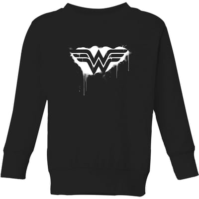 Justice League Graffiti Wonder Woman Kids' Sweatshirt - Black - 98/104 (3-4 jaar)