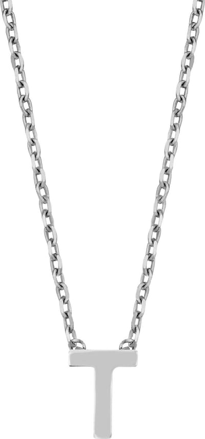 New Bling 9NB-907T Zilveren Ketting Dames - letterhanger - T - Initiaal Sieraad - Zilverkleurig