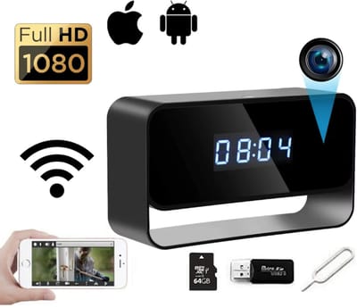 Trend Goods - Verborgen Spy Camera Klok - Spy cam - Wifi camera binnen met App - Beveiligingscamera voor binnen FULL HD 1080P - Incl. 64GB Micro SD kaart - Nachtzicht - Bewegingssensor