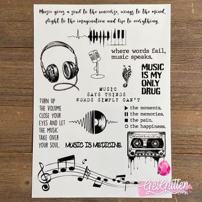 GetGlitterBaby® - Henna Plak Tattoos / Tijdelijke Tattoo / Nep Tatoeage / Fake Festival Tattoes / Temporary Face Body Glitter Tattoo Sticker - Muziek