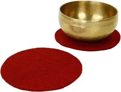 Vilten onderzetter voor klankschalen enz. - 20cm - Vilt - Wol - Rood