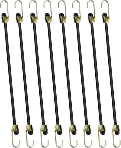 Elastische Spanners - Spanbanden met Haken - Bagage Beveiligen - Verstelbare Lengte - 8 Stuks 25 cm - Zwart