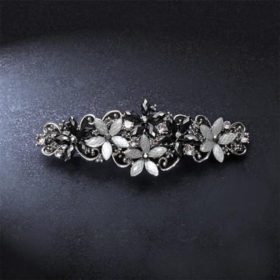 Elegante haarclips voor dames en meisjes, glanzende strassbloemhaarclips voor haarclips in Franse stijl black