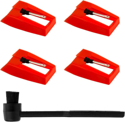 Solidchoice - Set van 4 Vervangende Naalden en Reinigborstel voor Platenspelers