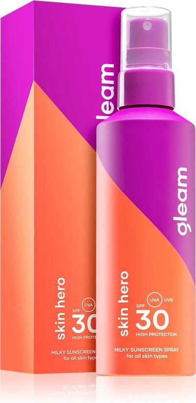 Gleam zonnebrand - heerlijk ruikende zonnecrème - 200 ml - factor 30 - zonnespray voor elk type huid - vegan based sunprotector - Milky Sunscreen Spray