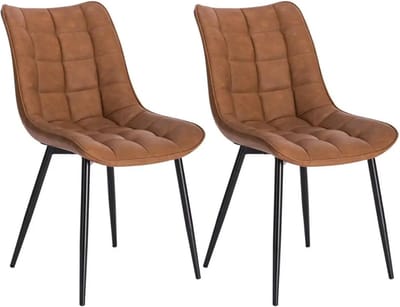Mygroot - Luxe Eetkamerstoelen - Leather bruin - Set van 2 Met armleuning - Fluweel - Velvet stoel - Eetkamerstoel - Kuipstoel - Industriële - Woonkamerstoelen Nieuw Collectie!