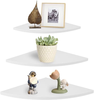Hoekige Wandplanken voor Thuis en Kantoor, Drie Stuks, Drijvende Opbergplanken voor Boeken en Decoratie