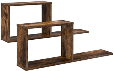vidaXL - Zwevende - schappen - 2 - st - Gerookt - eiken - 80 - x - 15 - x - 30 - cm