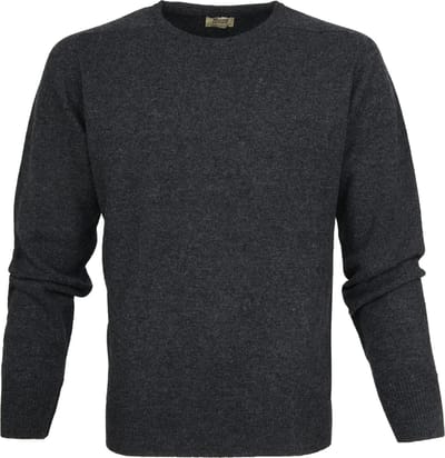 William Lockie Trui Lamswol Charcoal Antraciet - Maat M - Heren - Pullovers