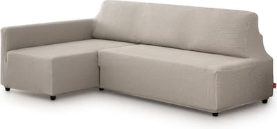 Belmarti® Bankhoes Bali Chaise Longue Links 195-220cm breed - Lichtgrijs - geschikt voor banken zonder armleuningen - multi-elastische kwaliteit met uitzonderlijk aanpassingsvermogen