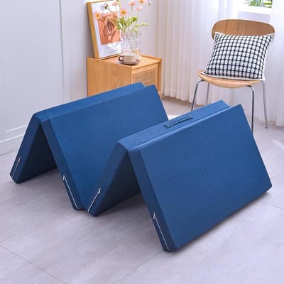 Vouwmatras Gasten - Opvouwbaar Matras - Comfortabel Slapen - Afneembare Hoes - 70 x 200 cm - Blauw