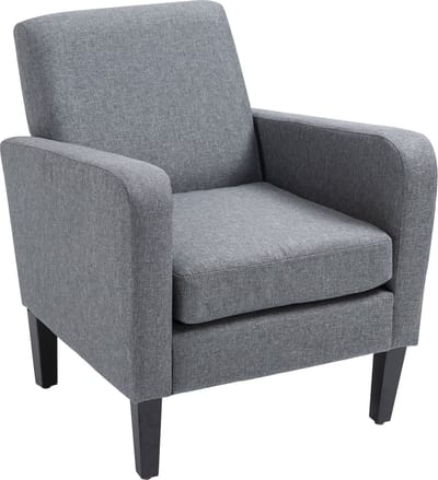 HOMCOM - Relaxfauteuil - Houten Poten - Linnen Stof - Lichtgrijs - 839-001