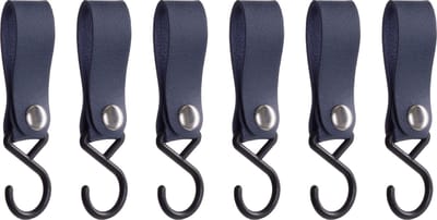 QUVIO Ophanghaak met leren bandje - Kledinghaken - Kledinghangers - Opbergen - Haken - Keukenhaken - Kunststof - Leer - Ophanghaken - Set van 6 - Blauw