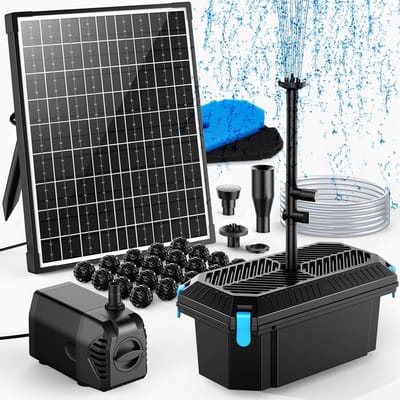 POPOSOAP 20W Solar vijverfilter en fonteinpomp – Een complete set voor vijverfiltratie en fonteinen op zonne-energie, geschikt voor kleine tuinvijvers, aquariums en waterpartijen.