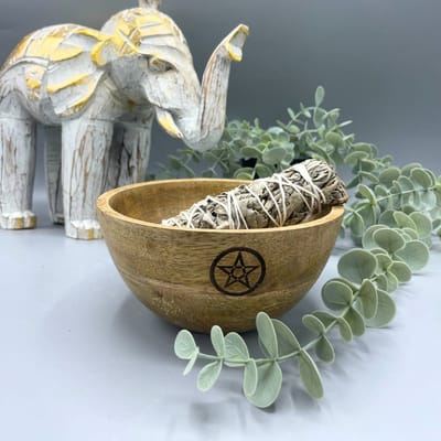 Ancient Wisdom - Decoratieve schaal - Houten pentagon schaal voor rituelen - Smudge kom - Natuurlijke decoratie - Aardse uitstraling - Spiritueel - Offerings