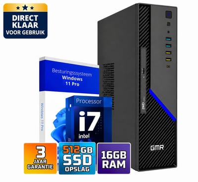 Office PC Intel Core i7 | 16GB RAM | 512GB SSD | Windows 11 Pro | WiFi & Bluetooth | Zakelijke Computer | Werkcomputer | Desktop Computer | Kantoor PC | Plug & Play | Klaar voor Gebruik | DVD-RW | Office Geschikt | 3 Jaar Garantie