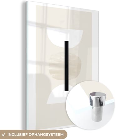 MuchoWow® Glasschilderij 120x160 cm - Schilderij acrylglas - Abstract - Geometrische vormen - Pastel - Foto op glas - Schilderijen