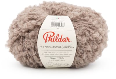 Phildar - Alpaga Bouclé - 100 % natuurlijke premium breigaren - 40 % Alapaca, 60 % Wol - Krullend effect - Wordt per 5 stuks verkocht - Kleur : Maron Glacé