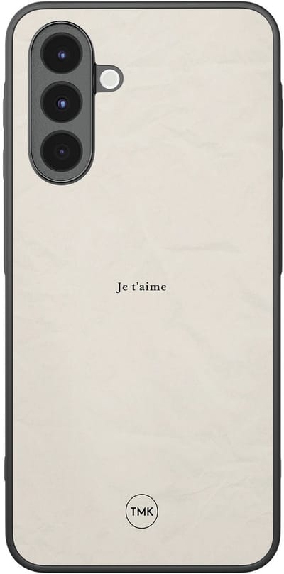 Hoesje geschikt voor Samsung Galaxy A17 - Je t'aime - Beige - TPU case - Tekst - Hardcase zwart telefoonhoesje