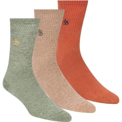 Scotch & Soda 3pk Mens Non Terry Ribbed Crew Green Maat: OS | Sokken Outlet | Heren | Beige