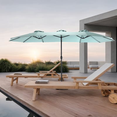 Dubbele Parasol - Tuin - 453x267 cm - Premium Parasol - Bescherming - 12 stalen paraplu-ribben - Tuinparasol - Parasol voor Terras of Balkon - Lichtgroen