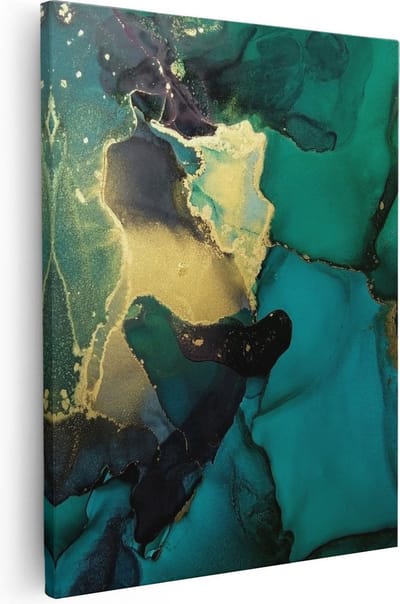 Artaza Canvas Schilderij Abstracte Kunst - 40x50 cm - Wanddecoratie Woonkamer - Muurdecoratie Goud - Kamer Accessoires