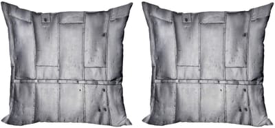 ABAKUHAUS Industriële Kussenhoes – 2x45x45 cm – Dubbelzijdige Opdruk – Grijs/Wit