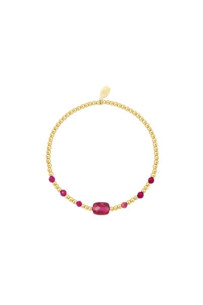 Bijoutheek Armband (Sieraad) elastic staal vierkanten balls kralen Rood