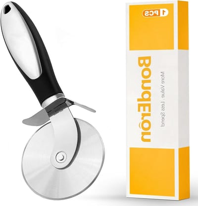 Grote RVS Pizzasnijder met Ergonomische Handgreep en Bescherming voor Blad, Ideaal voor Pizza, Deeg en Flammkuchen