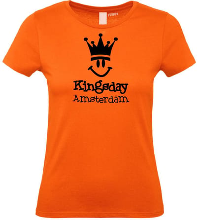 Dames t-shirt Amsterdam Smiley | Oranje Dames | maat XS