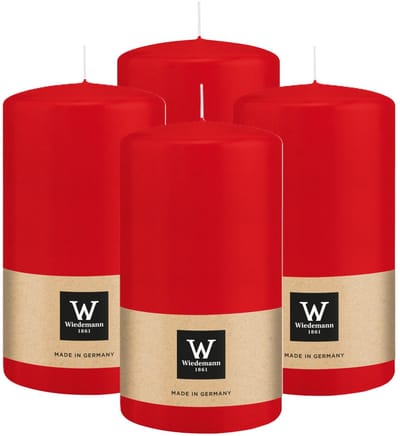 Wiedemann Cilinderkaars/stompkaars - 4x - rood - 13 x 7 cm - 52 branduren - zuilkaarsen