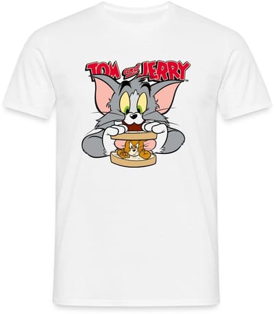 Tom En Jerry Sandwich Muis Broodje T-Shirt Heren