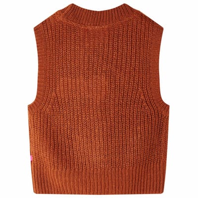 vidaXL - Kinderspencer - gebreid - 104 - cognackleurig