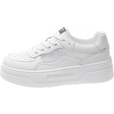 Kleine Witte Schoenen Dames Lente Ins Nieuw Eenvoudig Casual Mode Dikke zool Alles-match Transparante Sneakers 40 white