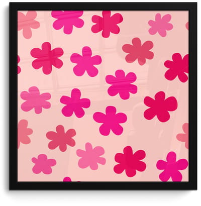 Poster in lijst - Fotolijst 40x40 cm - Posters - Bloemen - Patroon - Roze - Posterlijst zwart - Decoratie - Wanddecoratie woonkamer - Muurdecoratie slaapkamer