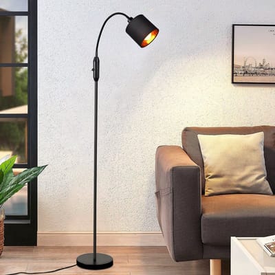 NETTLIFE Vloerlamp E14 - zwart - met stoffen Lampkap - Vintage Staande Lampen - met Tuimelschakelaar - 360° draaibaar - boho Staande Lampen - voor Slaapkamer | Woonkamer | Studie - 163cm-excl. lichtbron