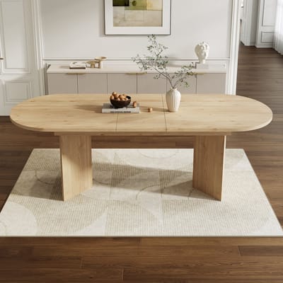 Sweiko Eettafel - Uitschuifbaar - 160/200 × 90 cm - Ovaal - Houtnerf - Natuurlijke