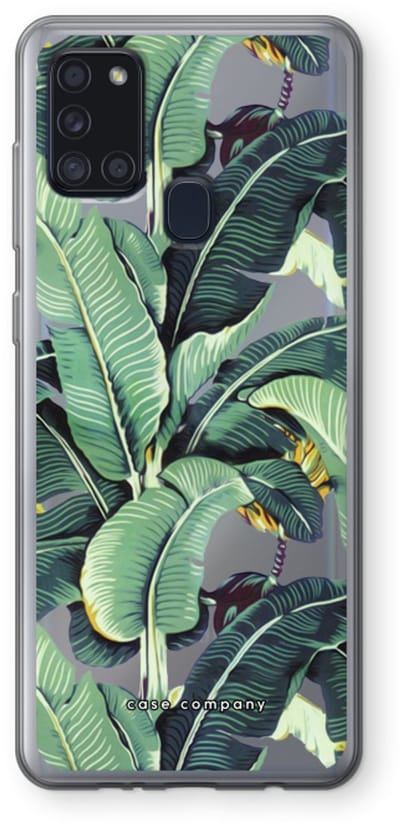 Case Company® - Hoesje geschikt voor Samsung Galaxy A21s hoesje - Bananenbladeren - Soft Cover Telefoonhoesje - Bescherming aan alle Kanten en Schermrand