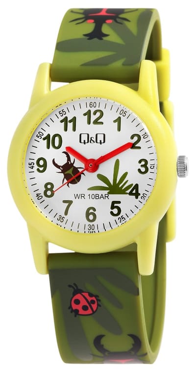 Q&Q-Horloge-Kinder-Kever/Lieveheersbeestje bandje-Analoog-Groen-30MM