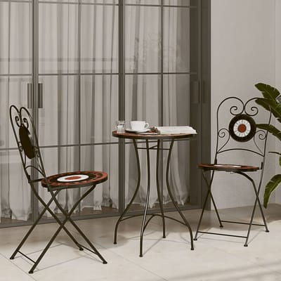 vidaXL - Opklapbare - stoelen, - 2 - stuks, - terracotta - en - wit - keramiek